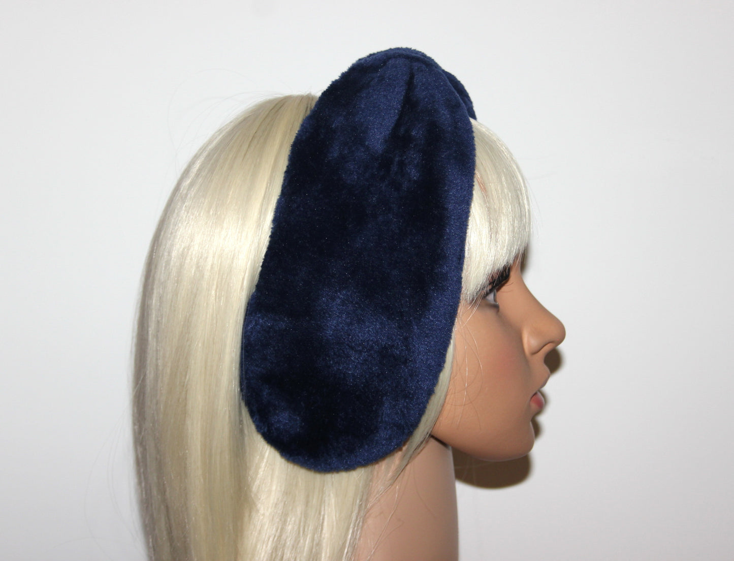 Short fur ear warmer Dark Blue faux fur earmuffs women Average thickness headband turban Skiing & Running earmuff