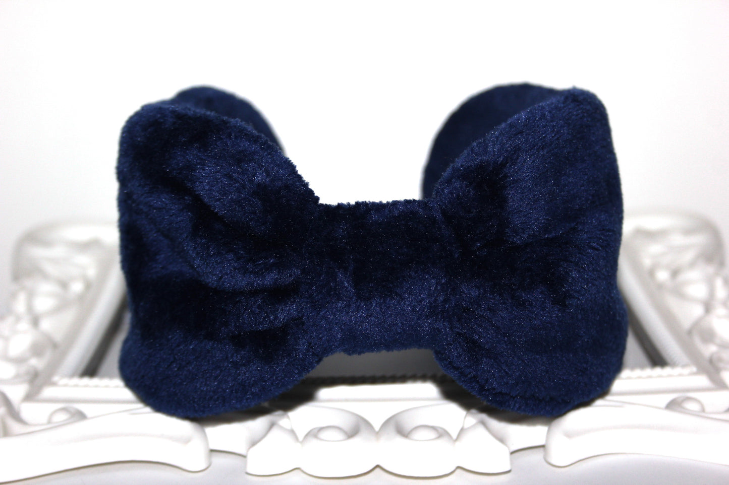 Short fur ear warmer Dark Blue faux fur earmuffs women Average thickness headband turban Skiing & Running earmuff