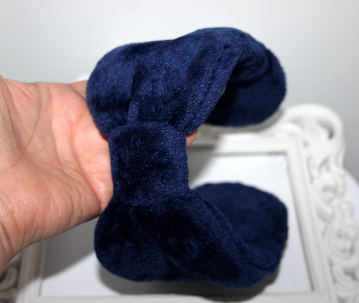 Short fur ear warmer Dark Blue faux fur earmuffs women Average thickness headband turban Skiing & Running earmuff