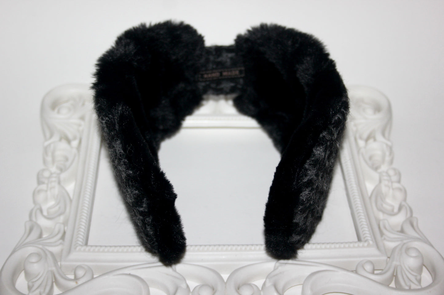 Dark Gray & Black earmuffs women Houndstooth ear warmer faux fur comfy headband