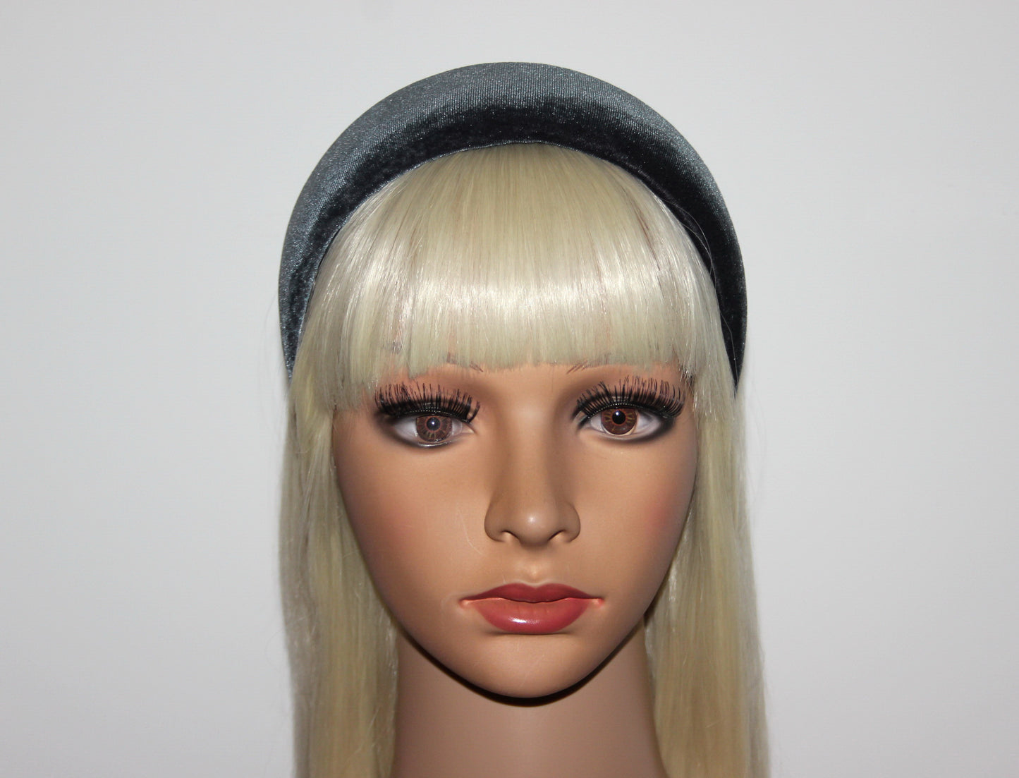 Gray Padded velvet headband, Elegant head cover, plastic free