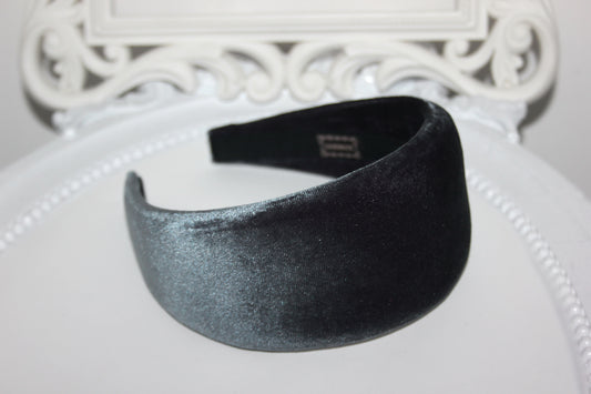 Gray Padded velvet headband, Elegant head cover, plastic free
