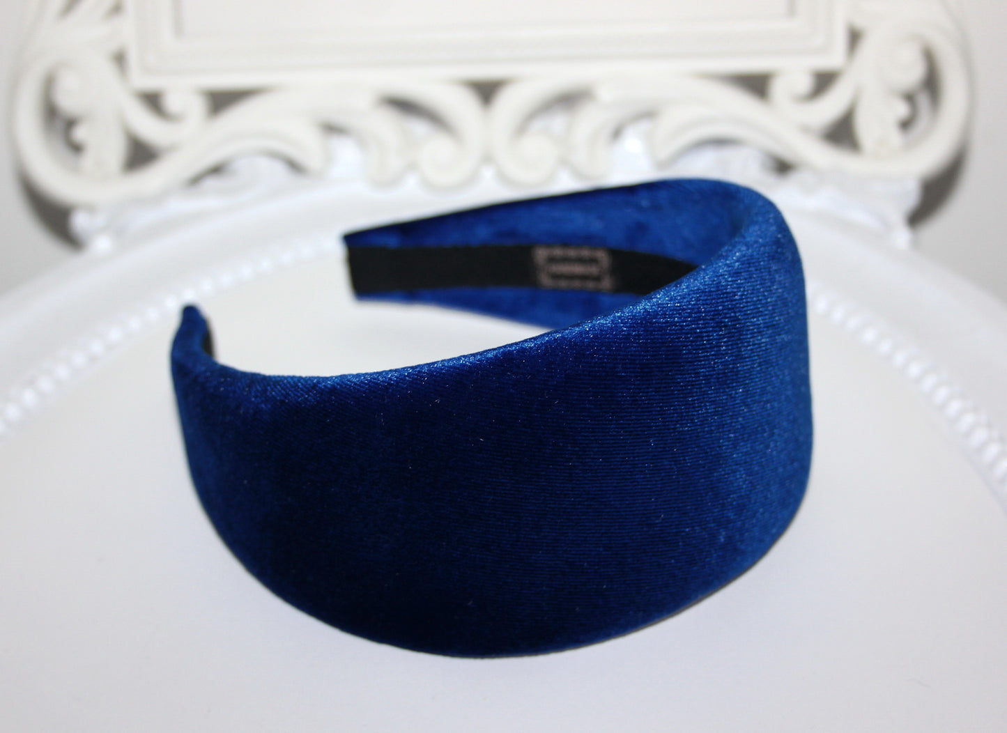 Royal Blue padded velvet headband, Elegant head cover, plastic free