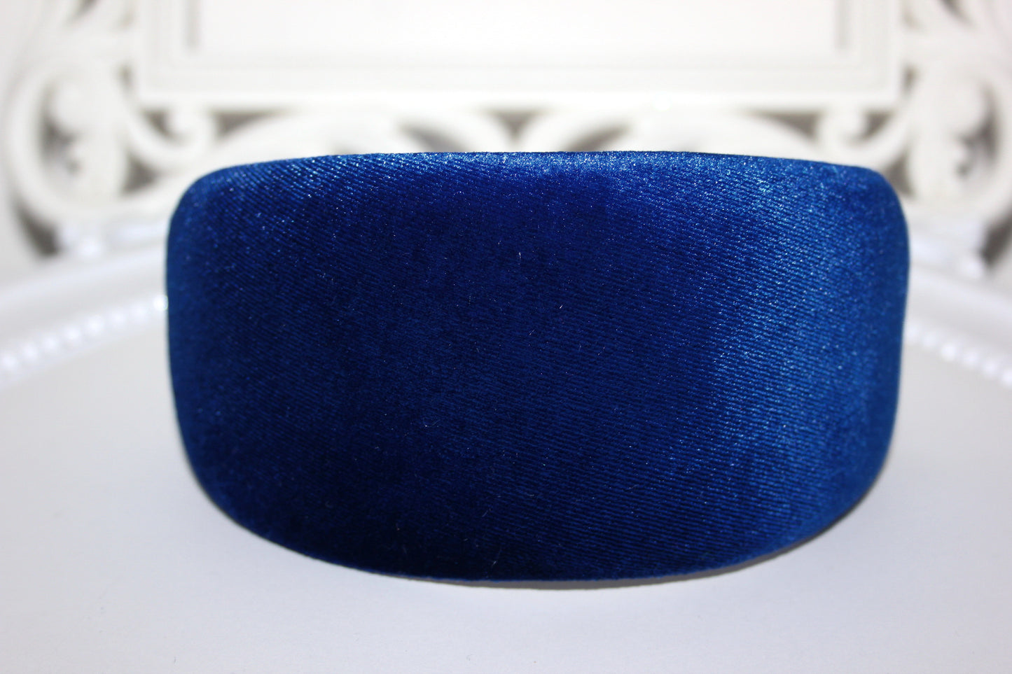Royal Blue padded velvet headband, Elegant head cover, plastic free