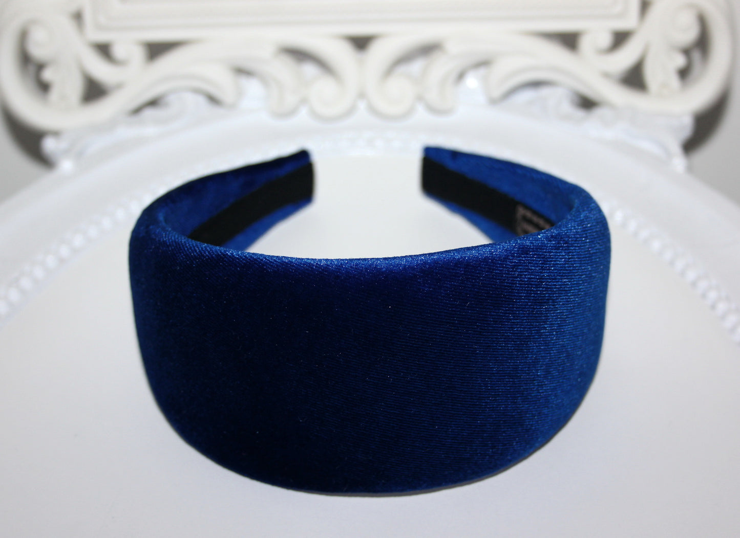 Royal Blue padded velvet headband, Elegant head cover, plastic free
