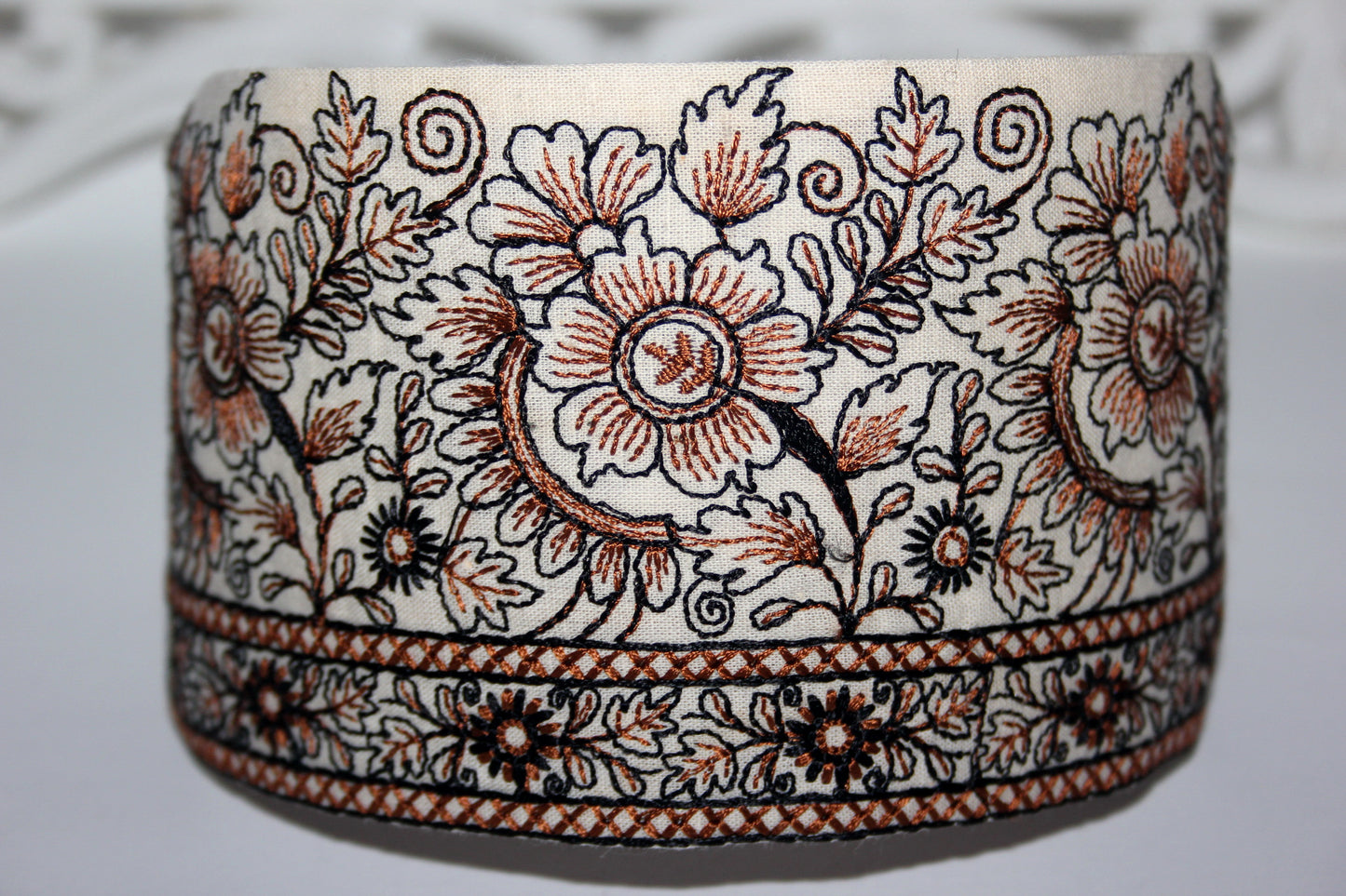 Brown flower headband for women Embroidered 3.15'' inch wide hairband festival boho head wrap
