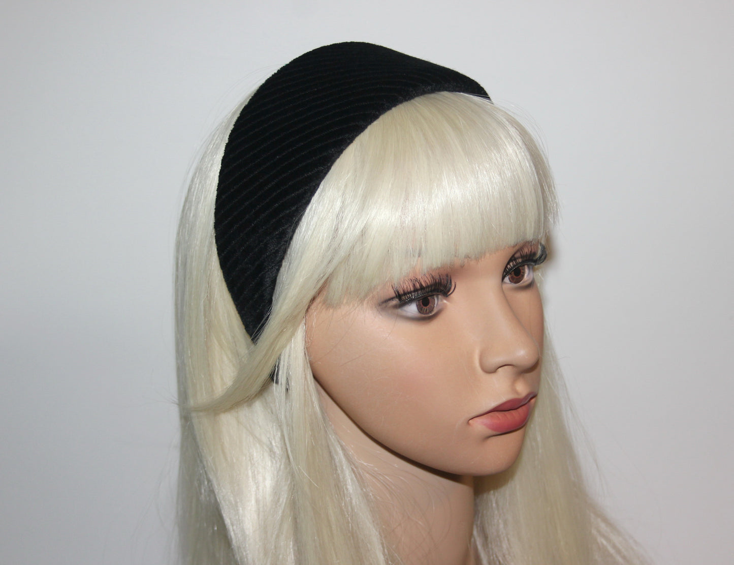 Black Large corduroy velvet cotton headband, plastic free