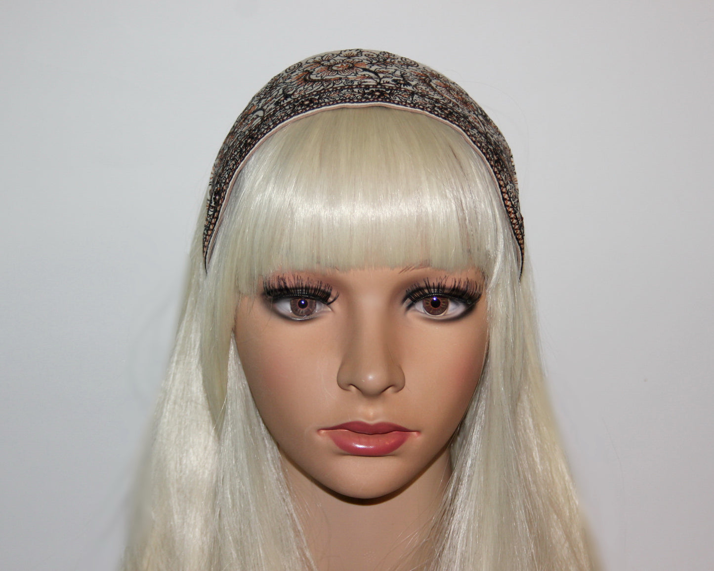 Brown flower headband for women Embroidered 3.15'' inch wide hairband festival boho head wrap