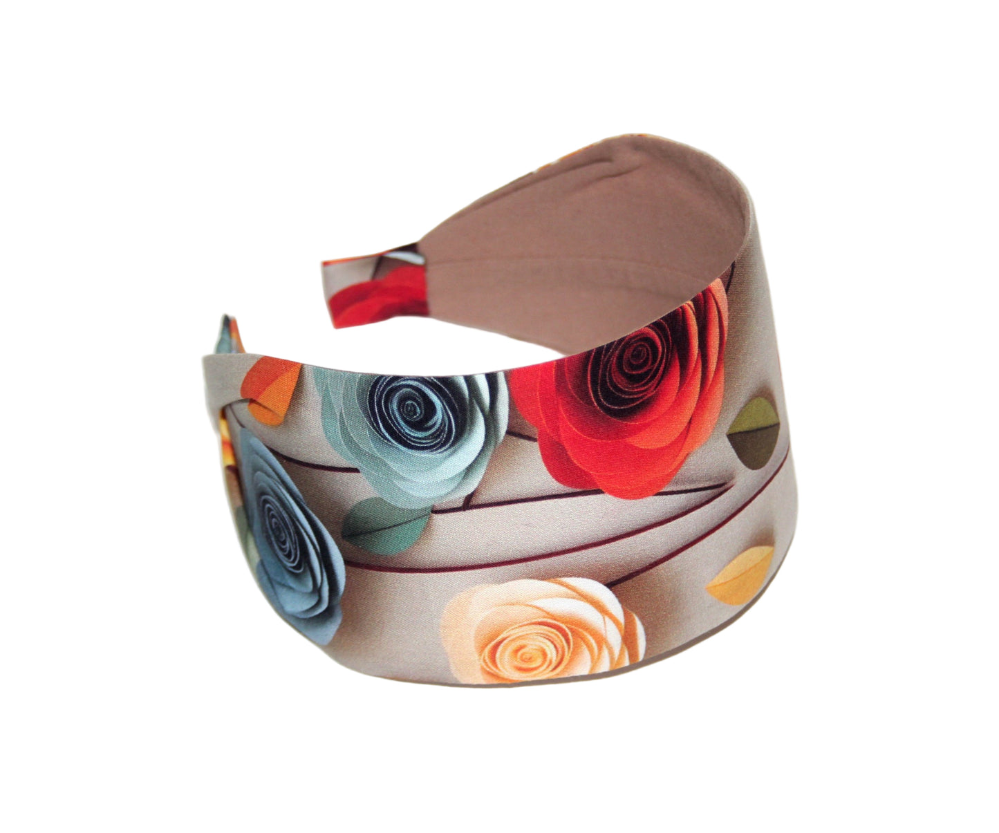 Headband for women Fabulous 3D roses print headcover Wide poly cotton hairband