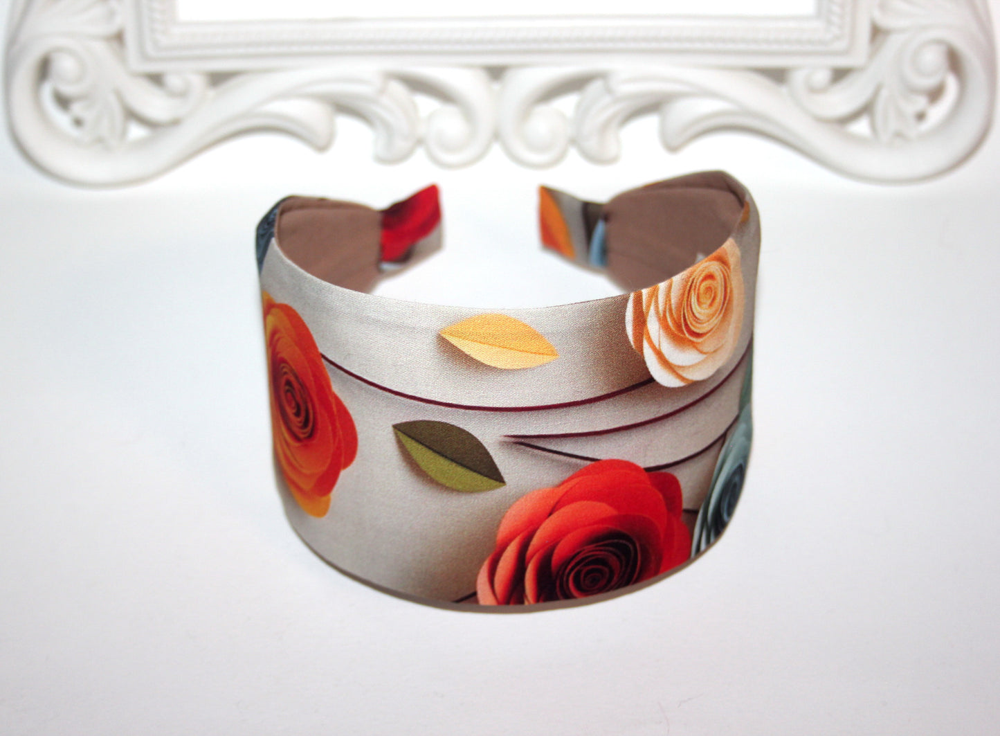 Headband for women Fabulous 3D roses print headcover Wide poly cotton hairband