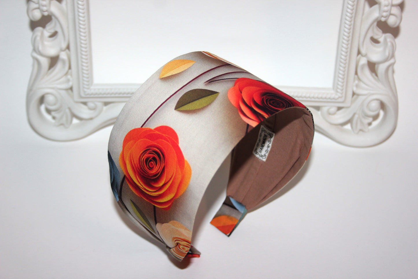 Headband for women Fabulous 3D roses print headcover Wide poly cotton hairband