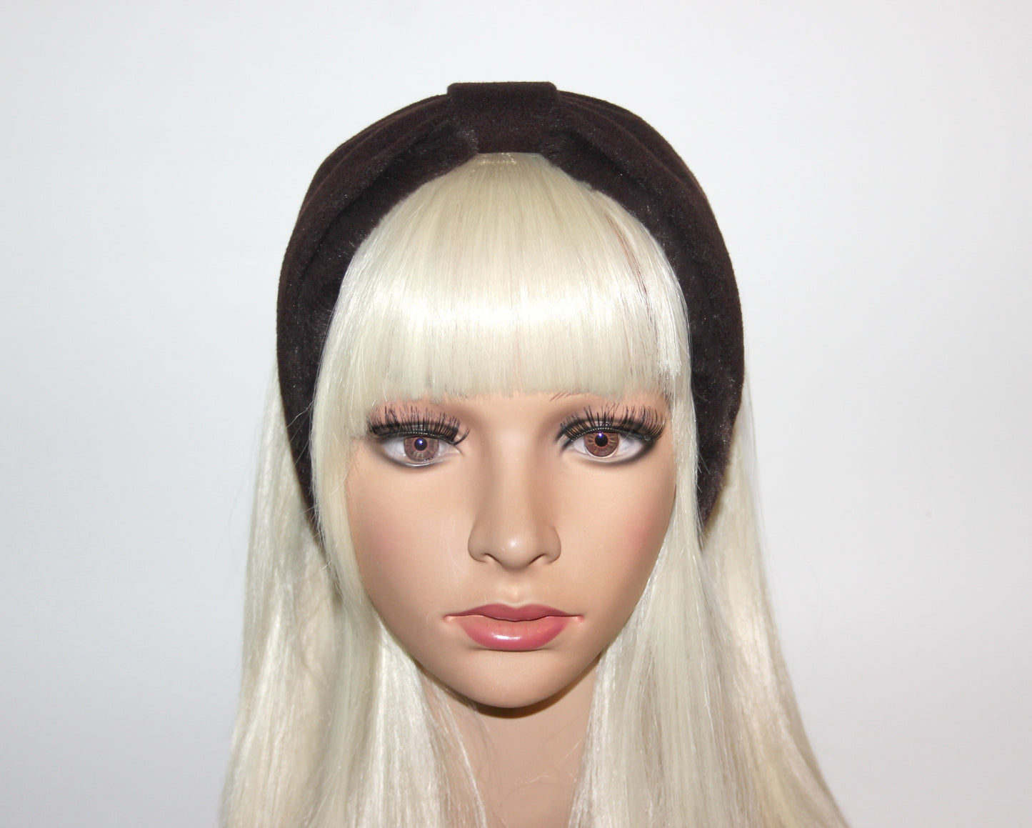 Dark Brown wool earmuffs Faux fur fluffy ear warmer