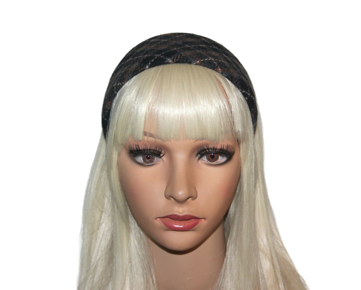 Soft plaid headband Black/Brown/White/Gray wool tartan hairband for women, plastic free