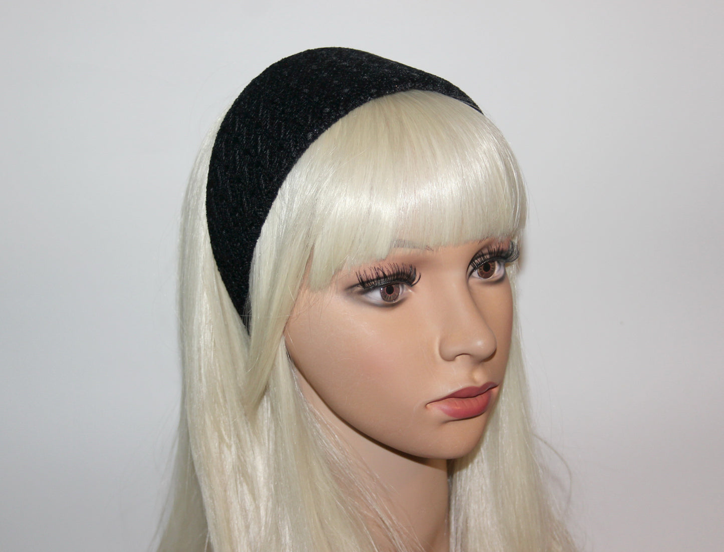 Black embroidered headband Velvet sequin head cover for women Plastic free