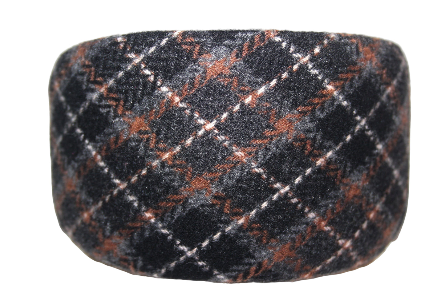 Soft plaid headband Black/Brown/White/Gray wool tartan hairband for women, plastic free