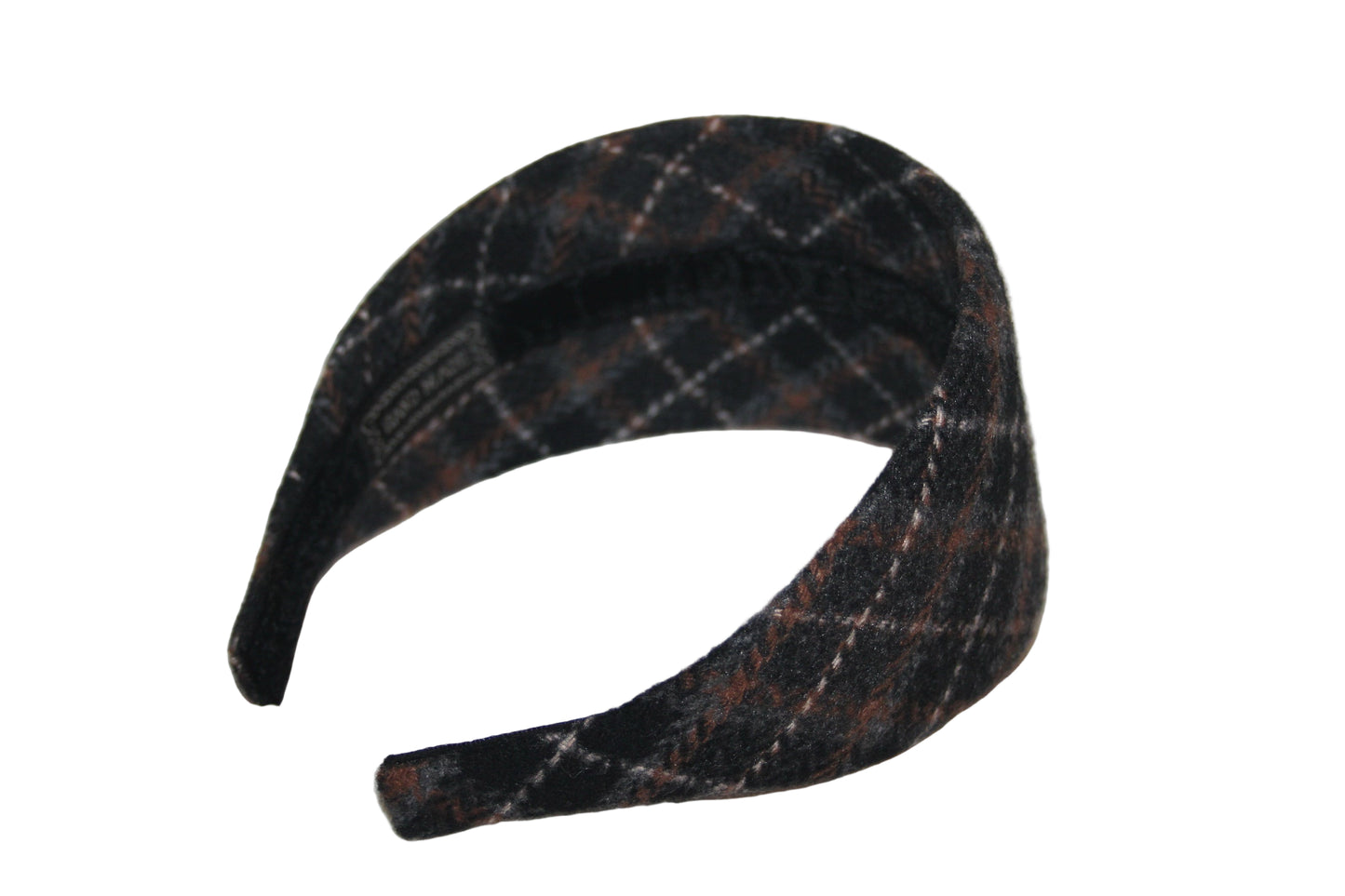Soft plaid headband Black/Brown/White/Gray wool tartan hairband for women, plastic free