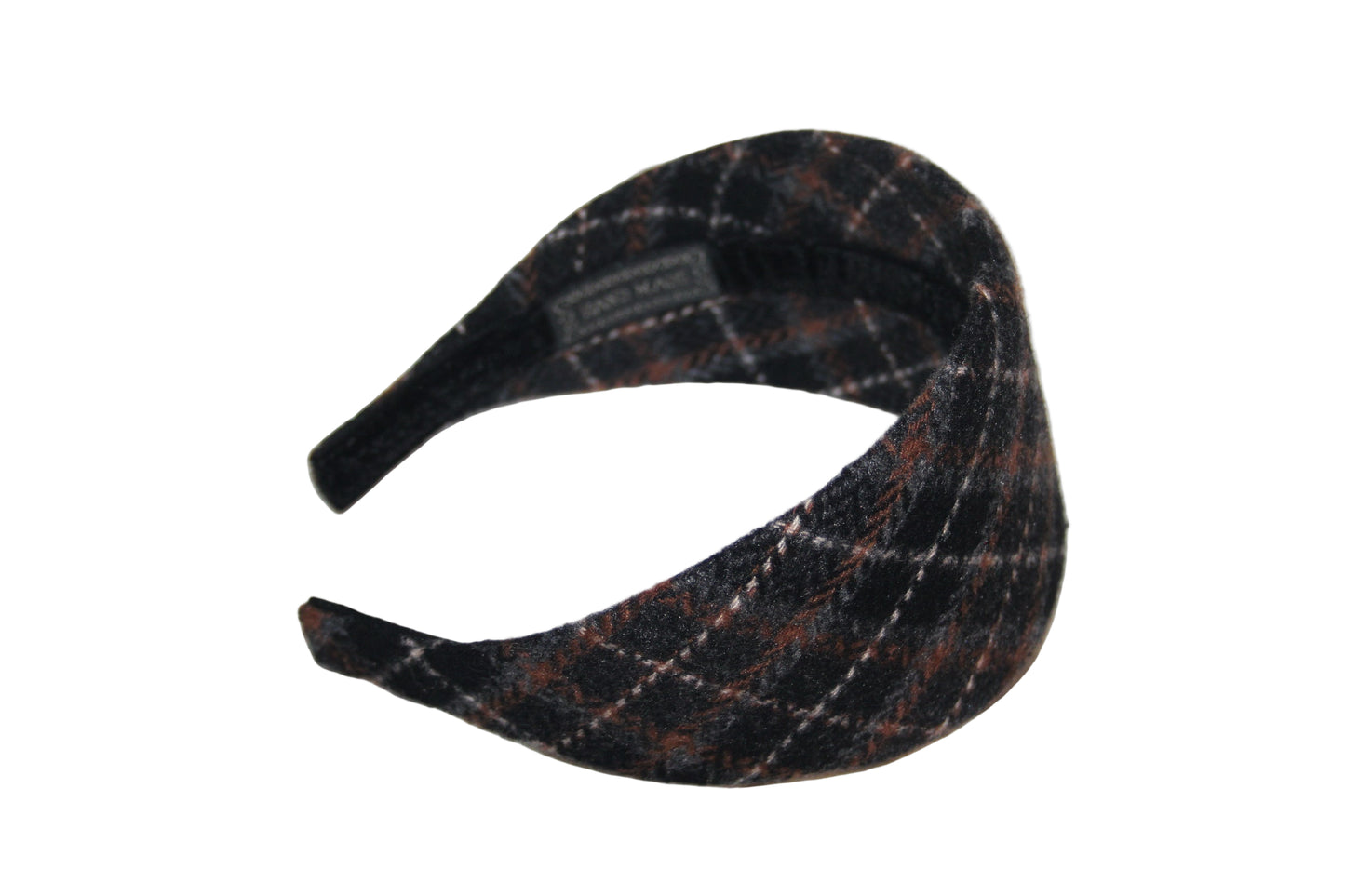 Soft plaid headband Black/Brown/White/Gray wool tartan hairband for women, plastic free