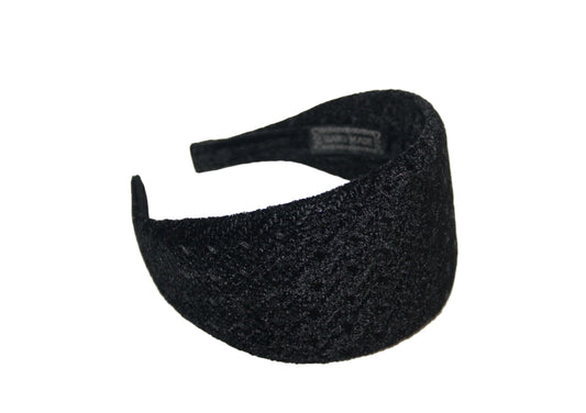 Black embroidered headband Velvet sequin head cover for women Plastic free