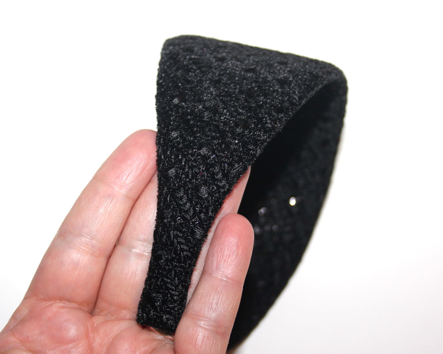 Black embroidered headband Velvet sequin head cover for women Plastic free