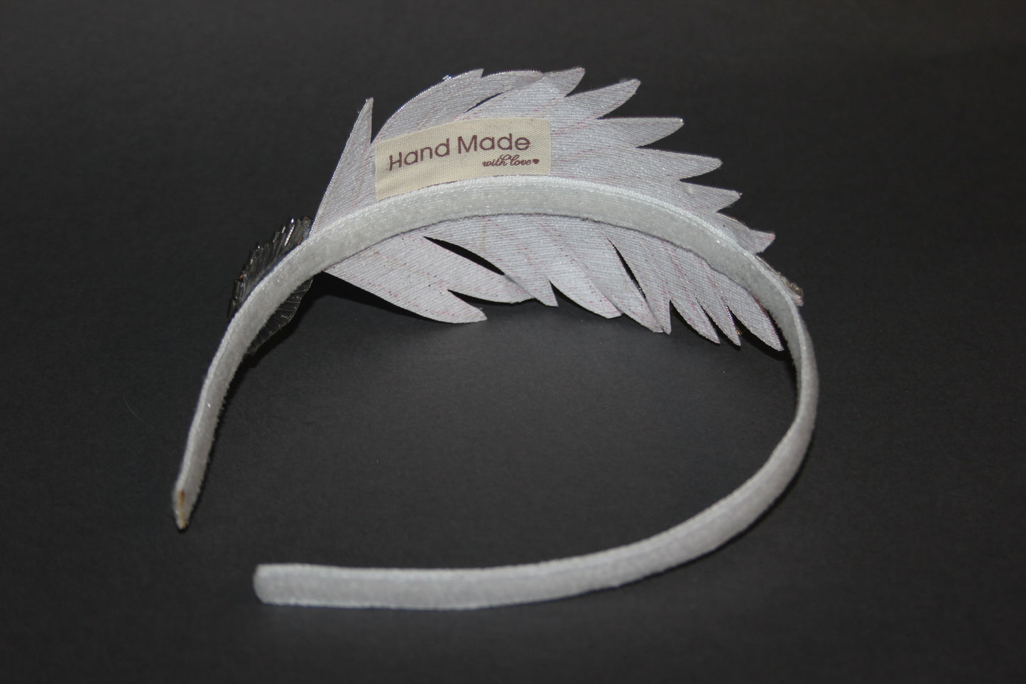 Silver beaded feather fascinator Women bridesmaid headband