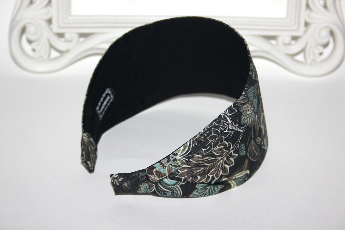 Black flat headband for women Fantasy Flower print boho fabric head scarf