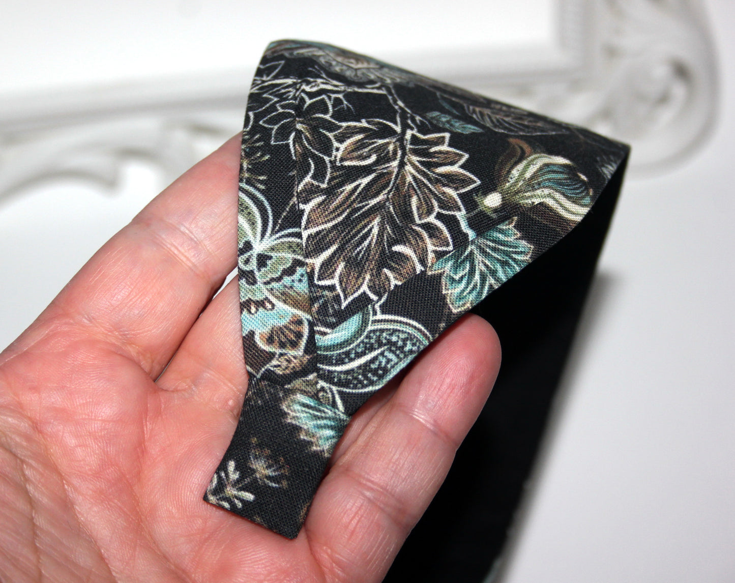 Black flat headband for women Fantasy Flower print boho fabric head scarf