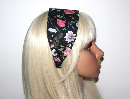 Garden flower print headband Boho fabric head scarf