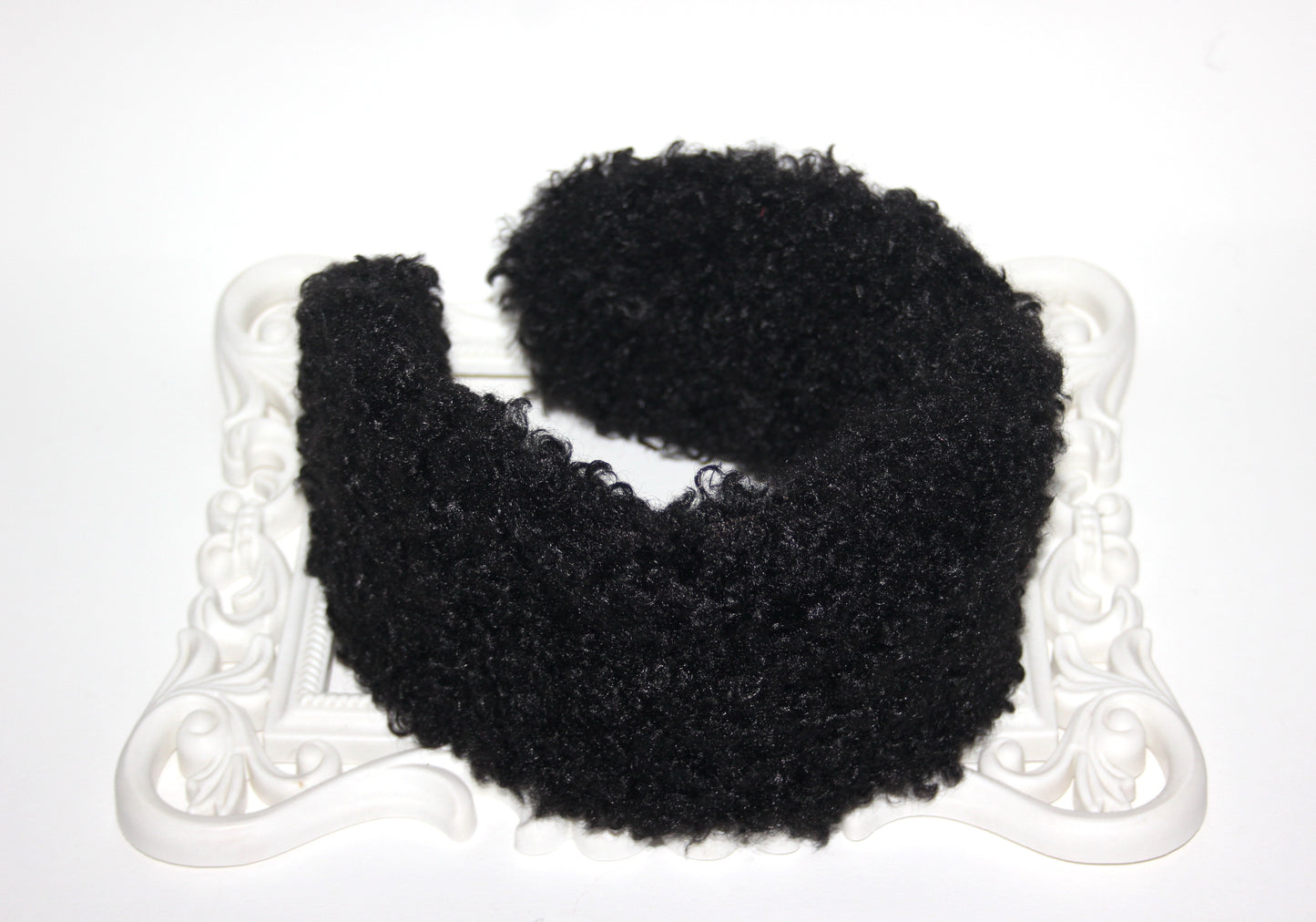 Black curly earmuffs Rabbit faux fur headband turban Skiing headphones for women