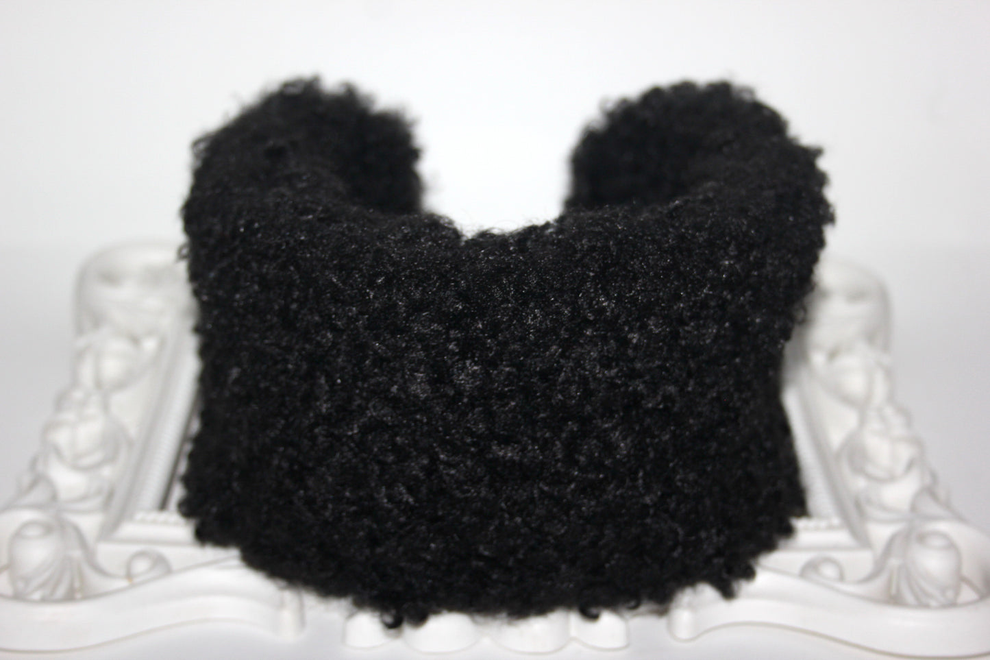 Black curly earmuffs Rabbit faux fur headband turban Skiing headphones for women