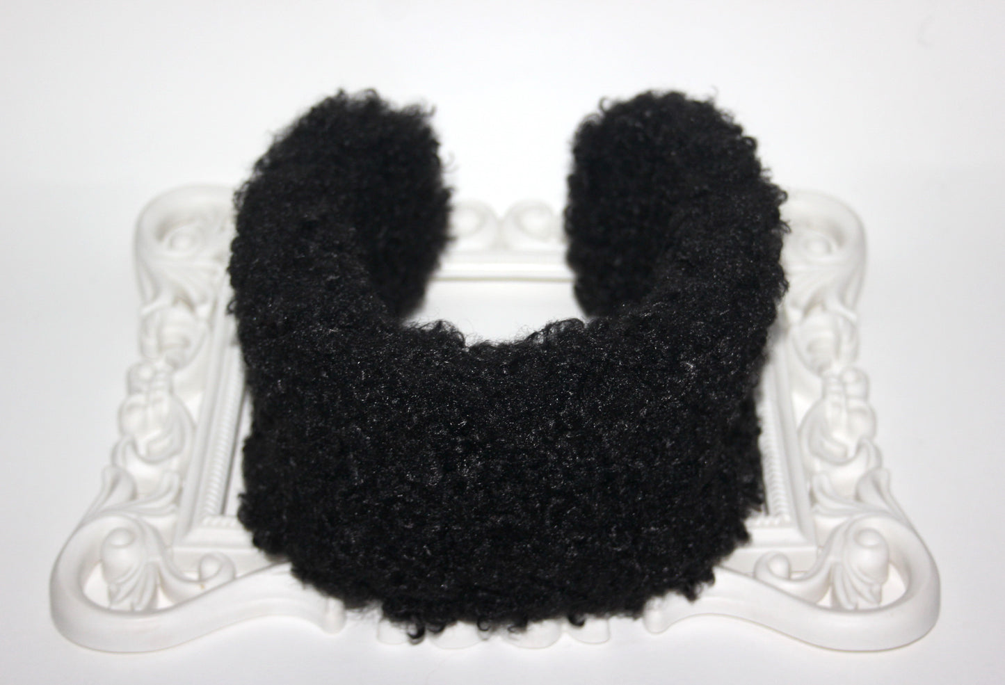 Black curly earmuffs Rabbit faux fur headband turban Skiing headphones for women