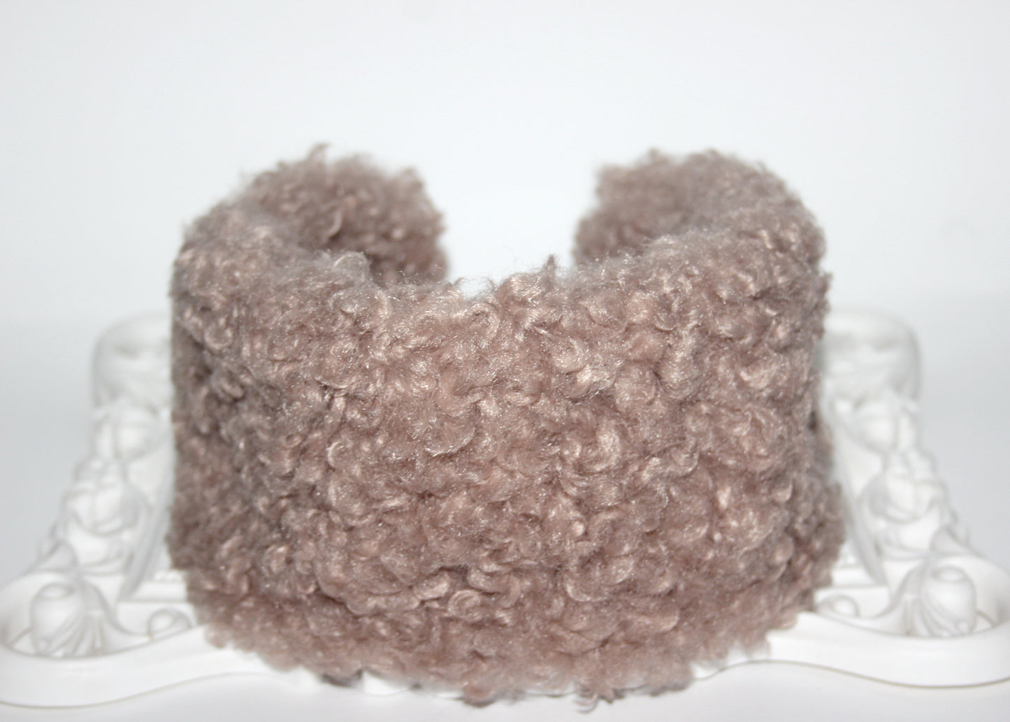 Beige curly earmuffs Rabbit faux fur headband turban Skiing headphones for women