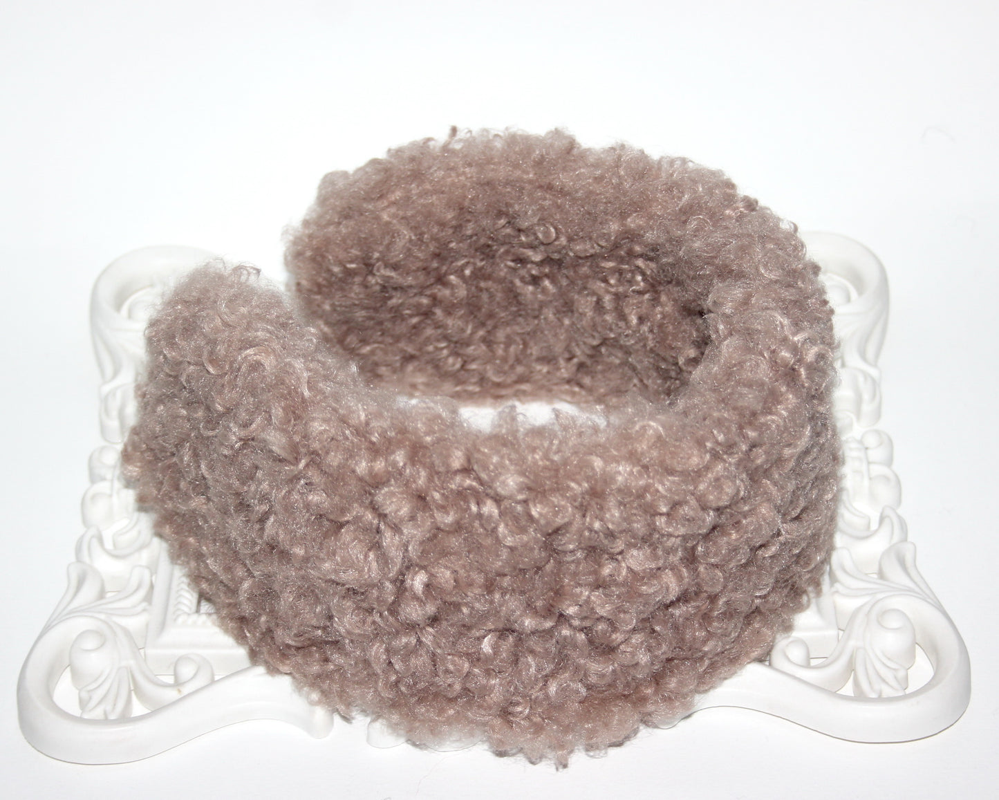 Beige curly earmuffs Rabbit faux fur headband turban Skiing headphones for women
