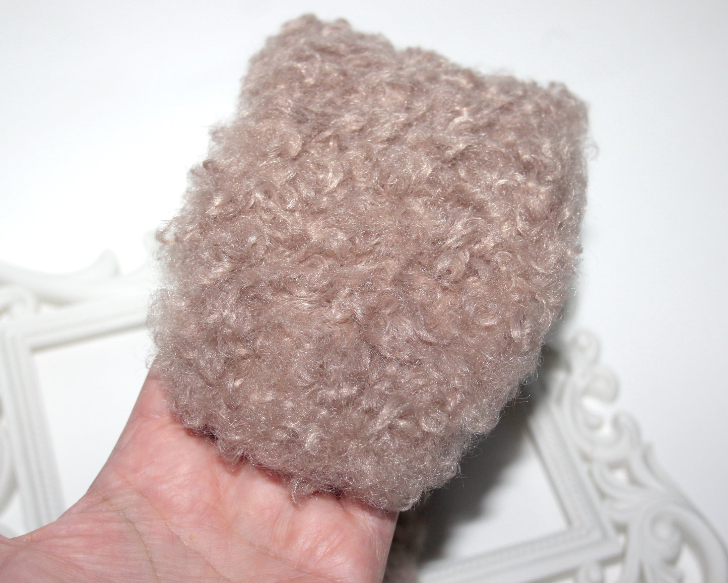 Beige curly earmuffs Rabbit faux fur headband turban Skiing headphones for women