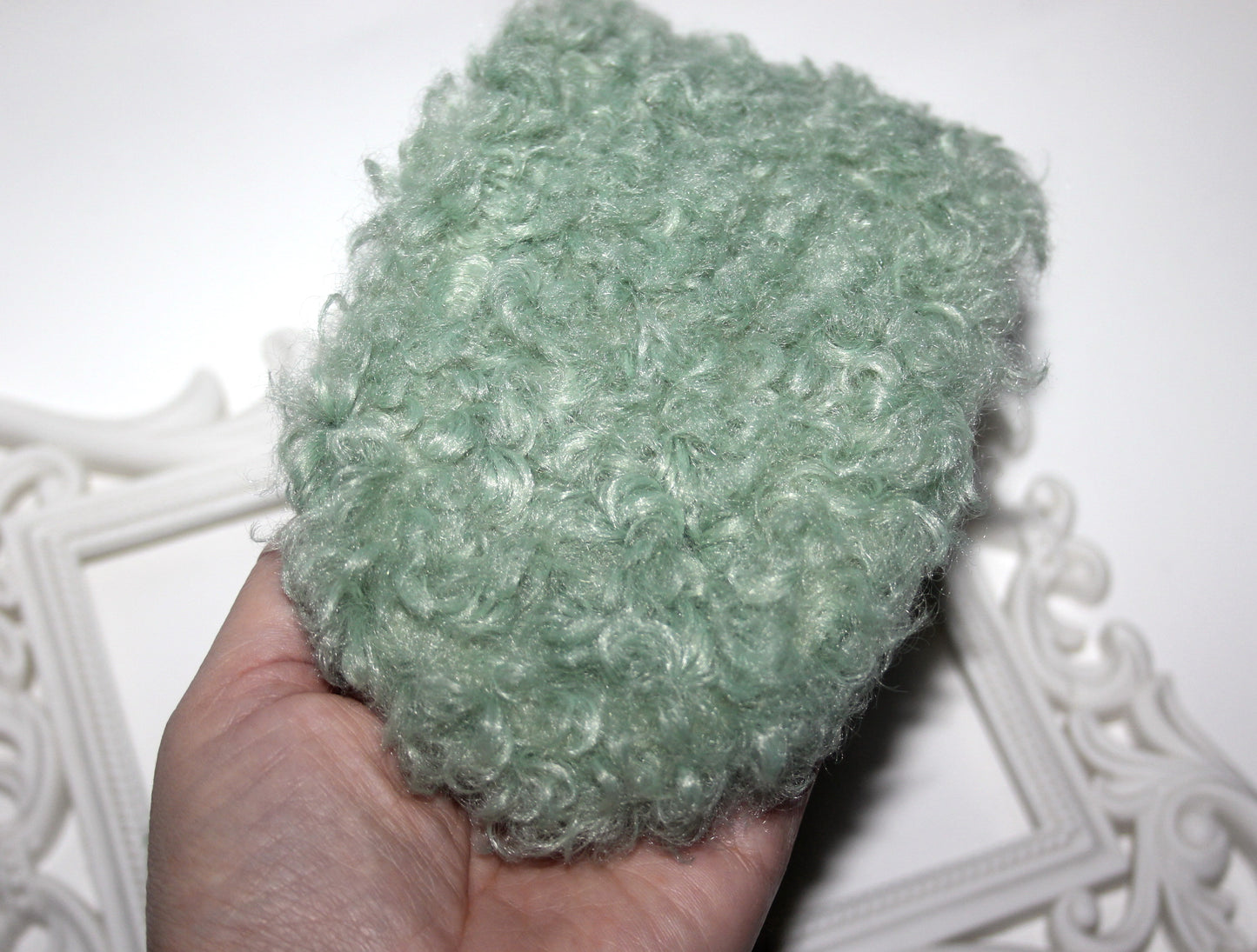 Apple Green curly earmuffs Rabbit faux fur headband turban Skiing headphones for women