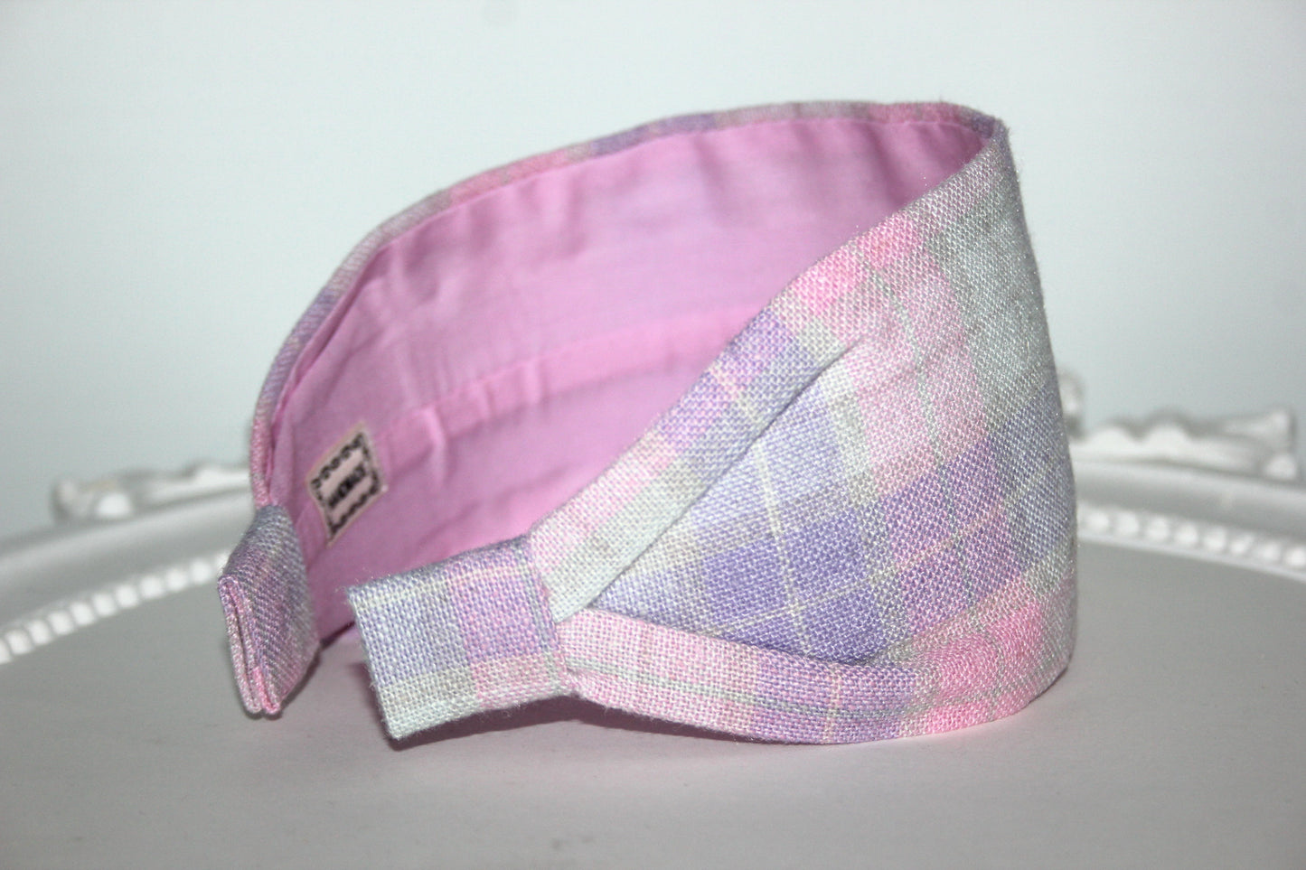 Linen headband Pastel shades tartan hair band structured & wide headband bandana