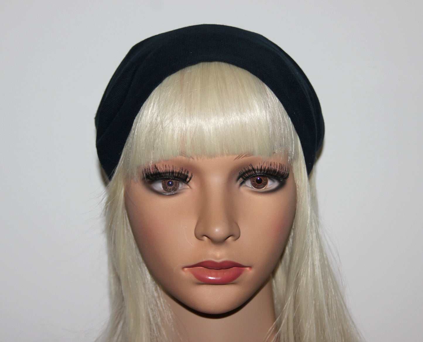 Triangle linen headband bandana Dark Blue kerchief Comfy hippie hairband