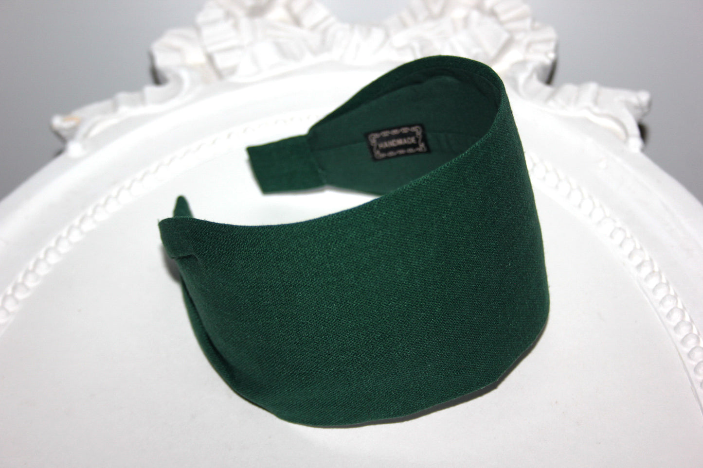Linen headband women Dark Green head scarf
