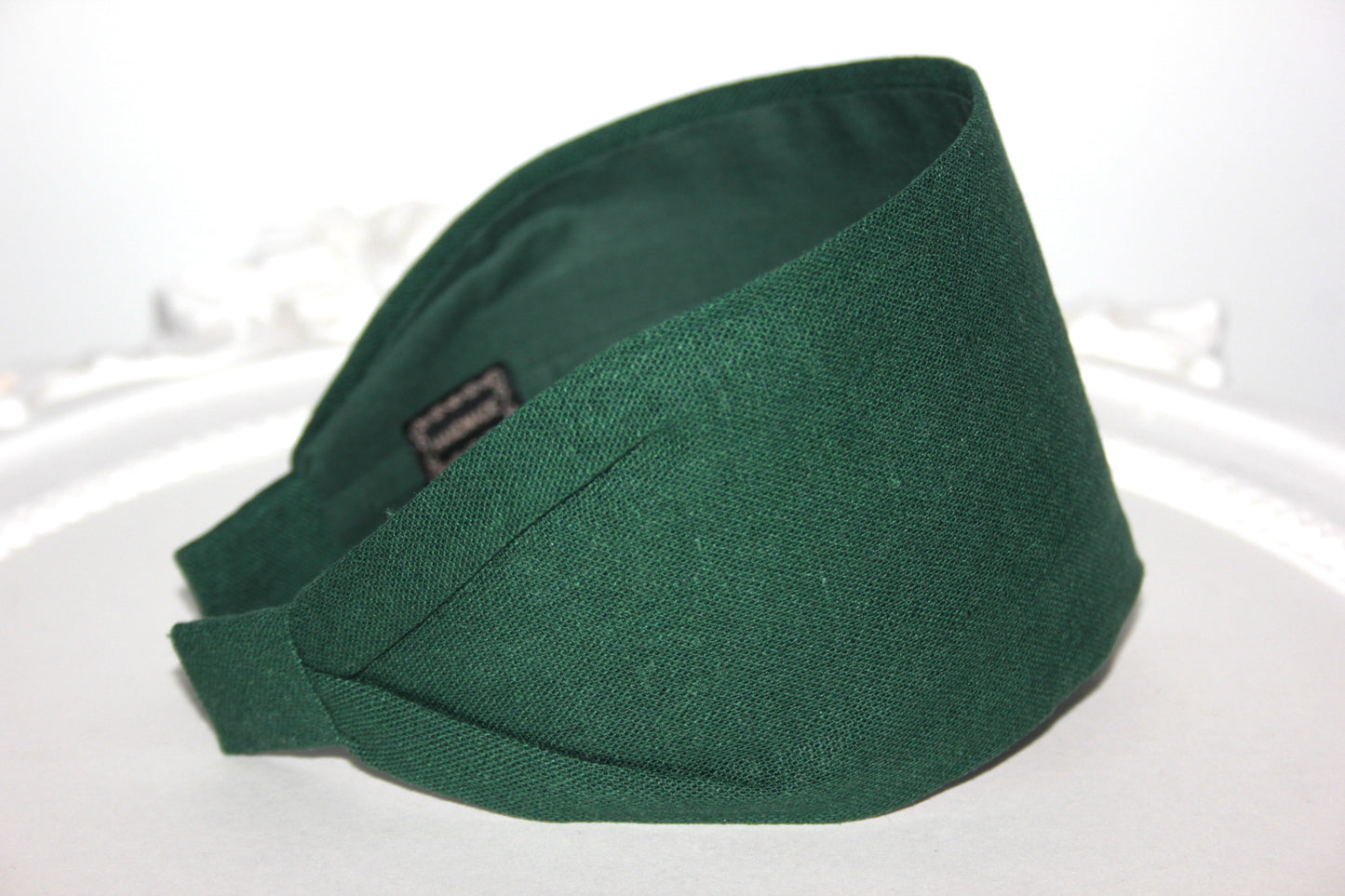 Linen headband women Dark Green head scarf
