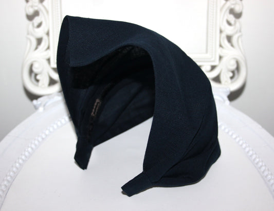 Triangle linen headband bandana Dark Blue kerchief Comfy hippie hairband