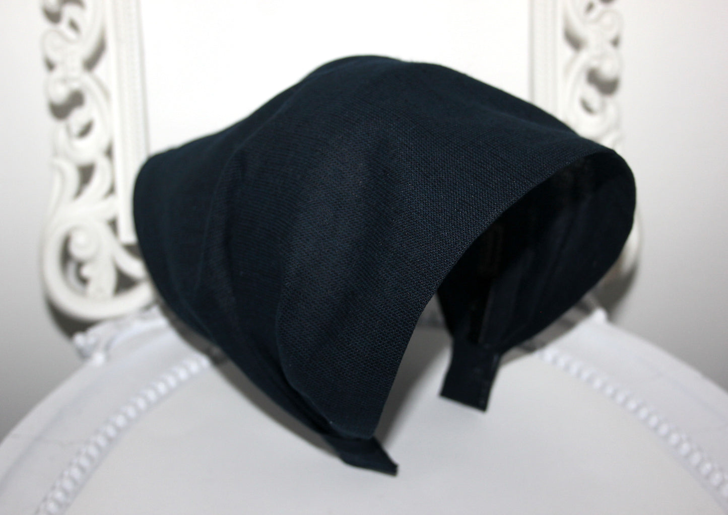 Triangle linen headband bandana Dark Blue kerchief Comfy hippie hairband