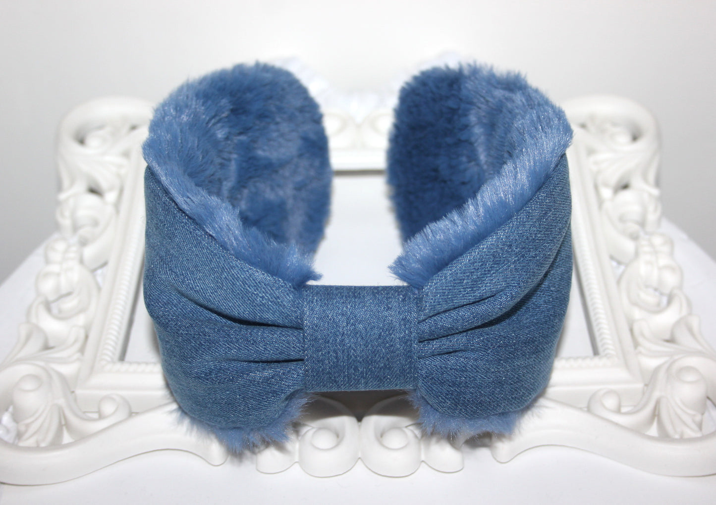 Blue earmuffs women Azure faux fur earmuffs ear warmer headband turban