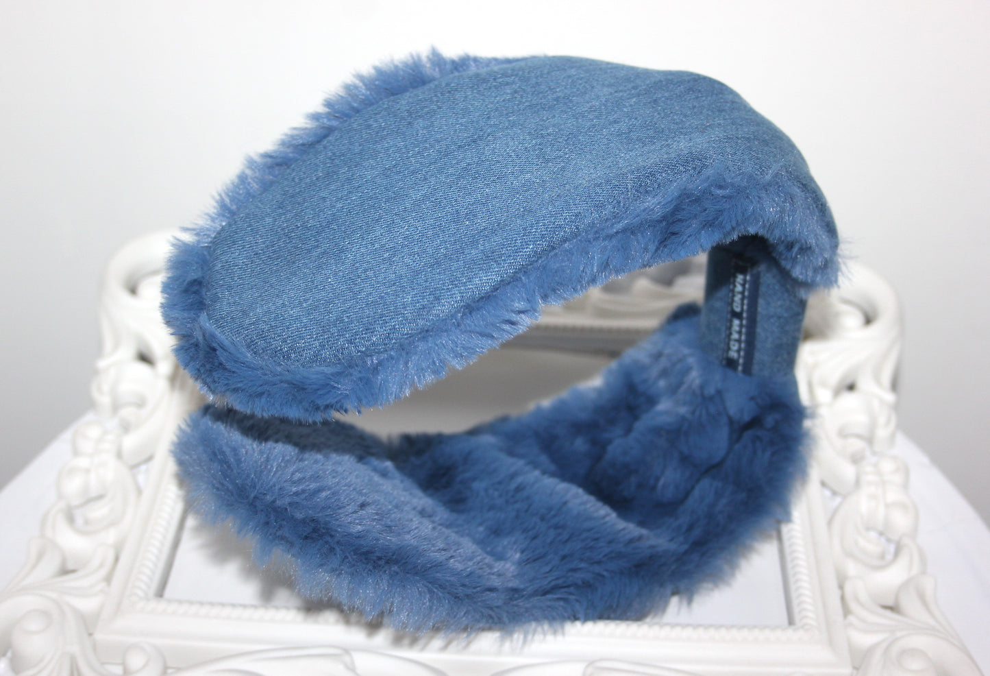 Blue earmuffs women Azure faux fur earmuffs ear warmer headband turban