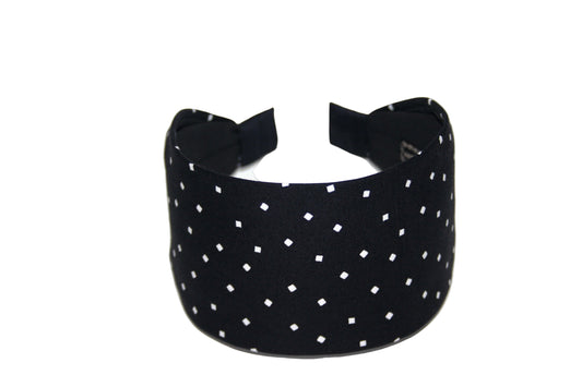 Wide cotton headband for women Black & White geometric print headwrap