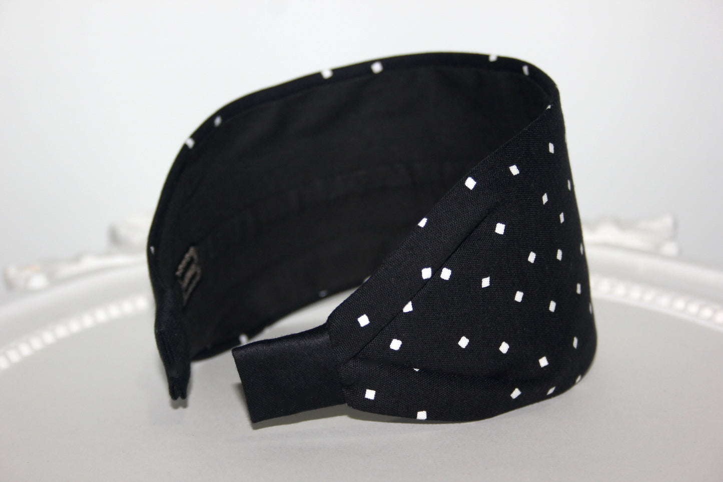 Wide cotton headband for women Black & White geometric print headwrap