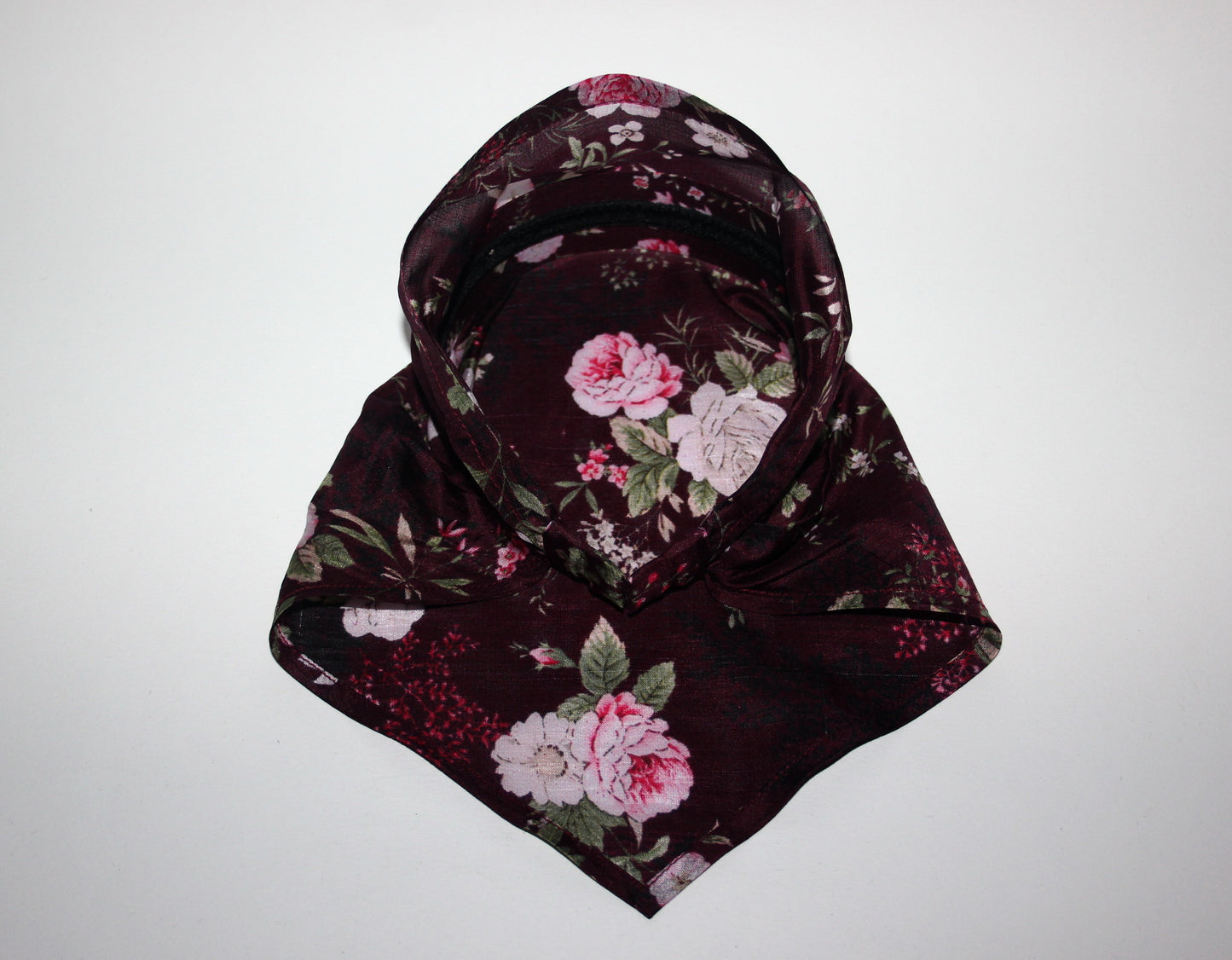 Dark Maroon & Pink pure silk head kerchief Triangle bandana headband Retro summer bandana