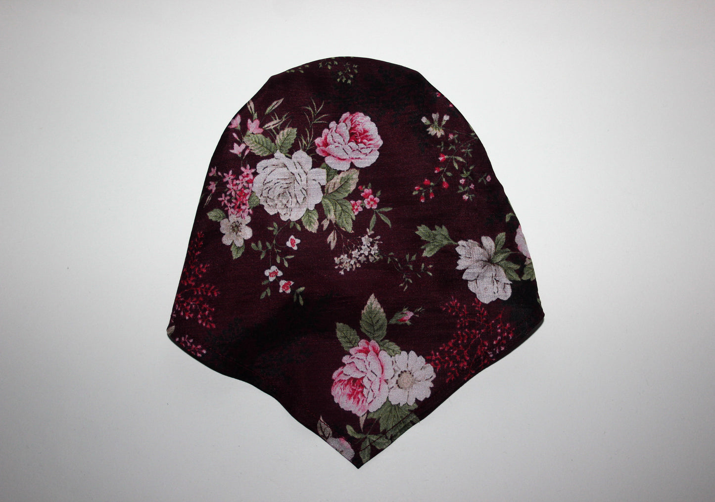 Dark Maroon & Pink pure silk head kerchief Triangle bandana headband Retro summer bandana