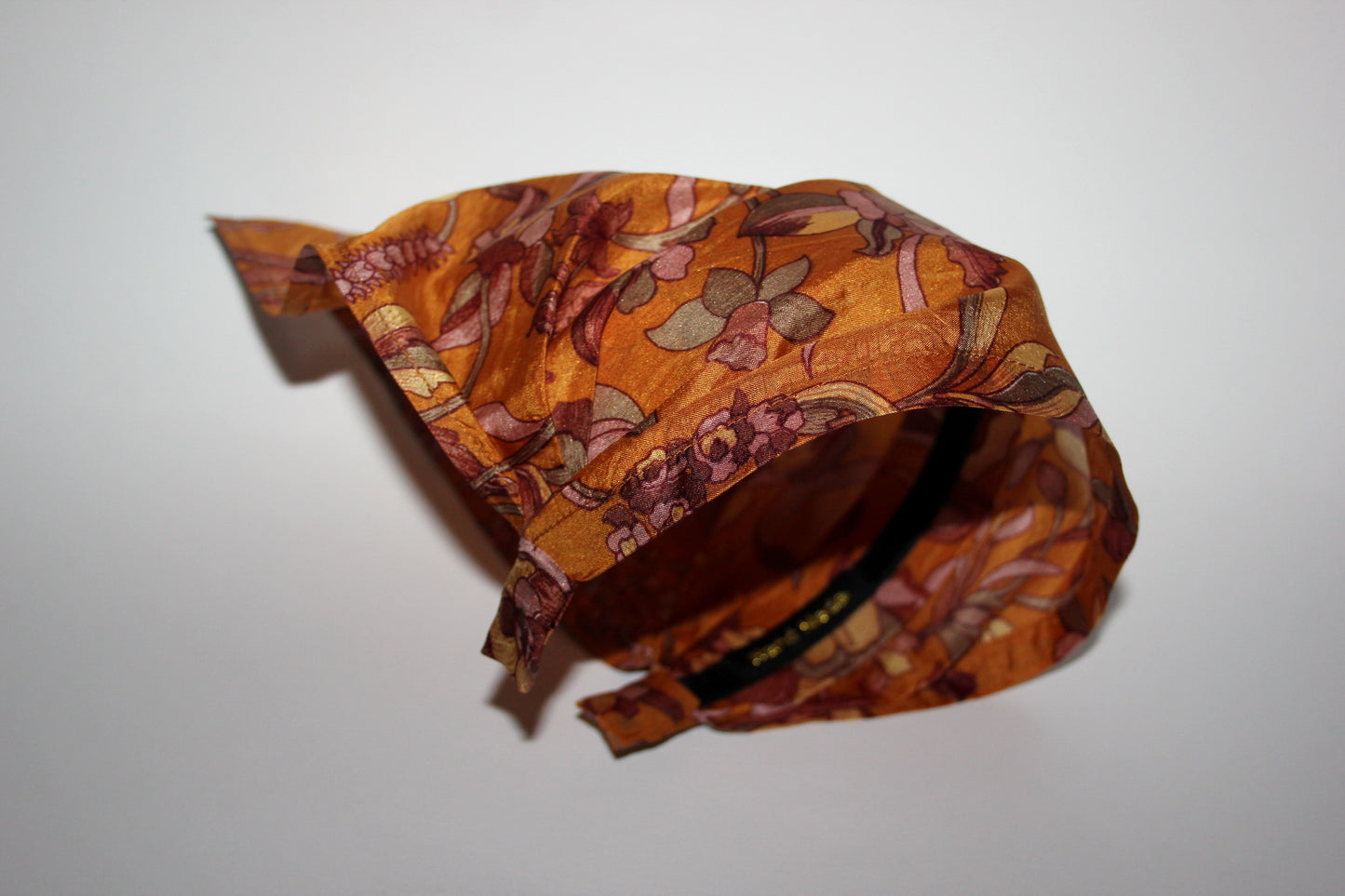 Burnt Orange pure silk head kerchief Structured triangle bandana Summer headband