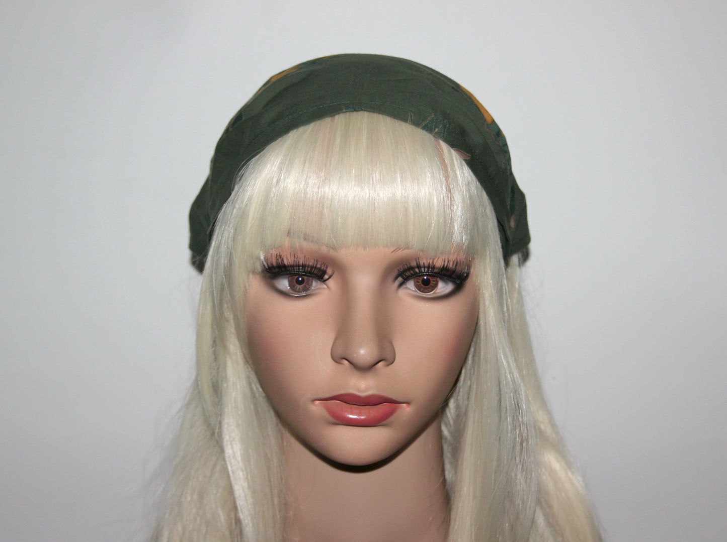 Army Green hair kerchief Batiste floral print bandana headband Summer head cover