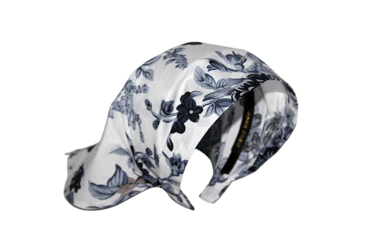 White head kerchief Dark Gray Flower print cotton triangle bandana headband