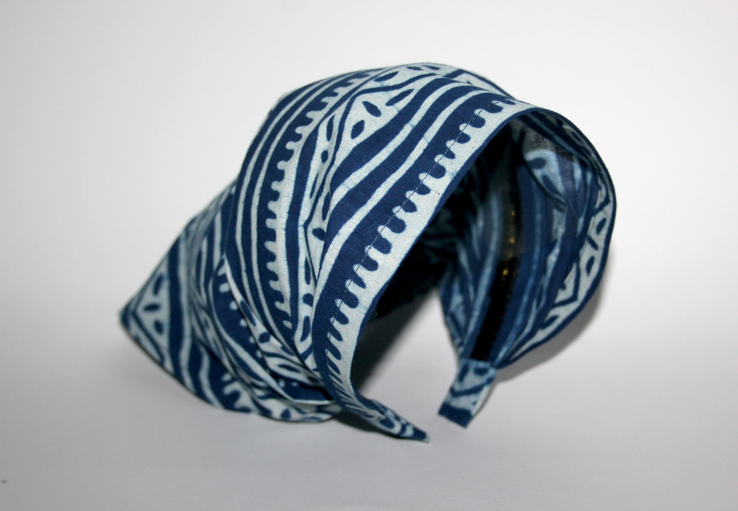 Indigo head kerchief Blue & White block print cotton bandana headband